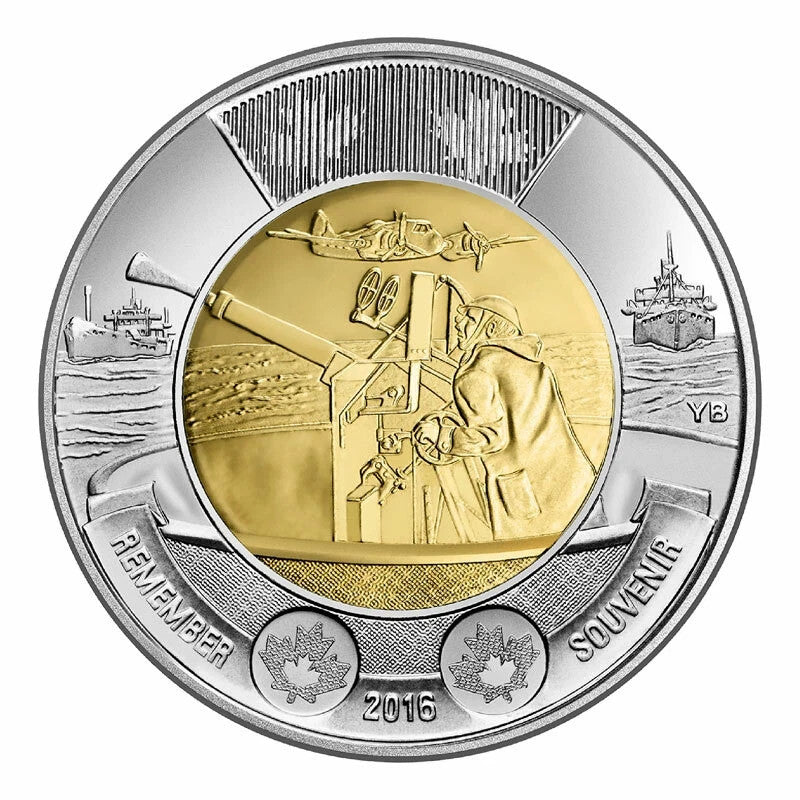 Canada 2016 Battle of the Atlantic BU UNC Uncirculated Toonie!!0