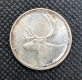 1959  Canada Silver Caribou 25 Cents UNC0