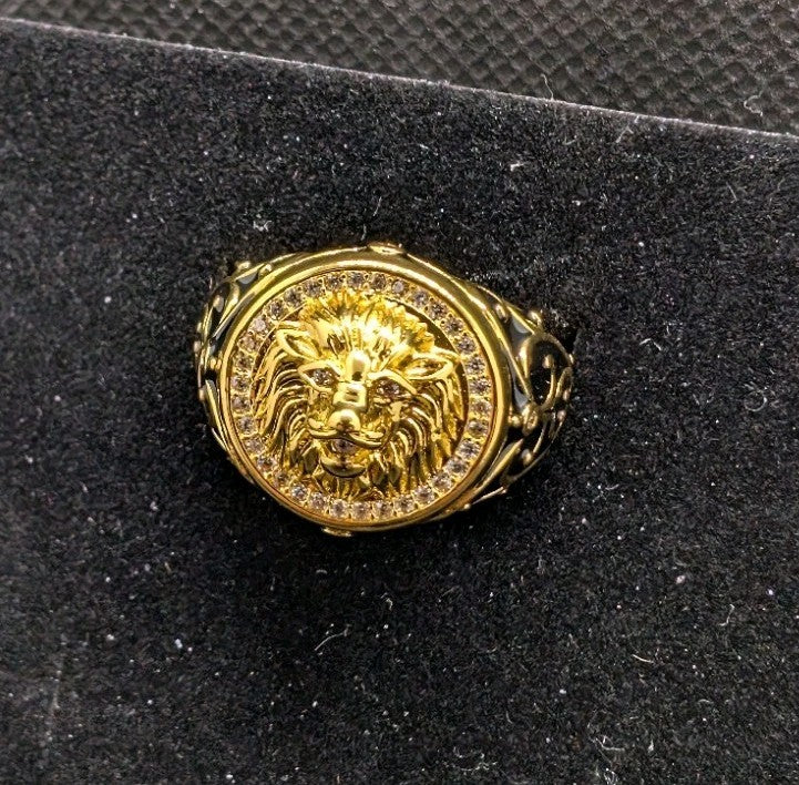 Designer Handmade Textured Lion Gold Plated Ring For Anniversary Gift1