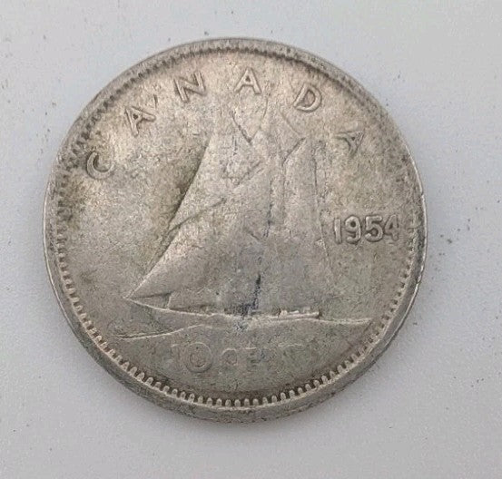 1954 Canada 10c Silver coin Dime - 2g of pure silver0