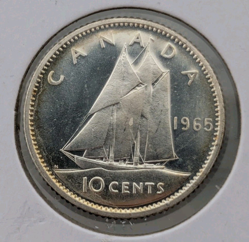 Canada 1965 10 CENT 10c SILVER DIME UNC COIN 0.8 Silver coin0
