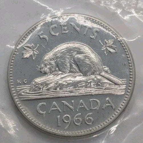 1966 Canada 5 Cent Coin PROOFLIKE Sealed Original - NumisFind