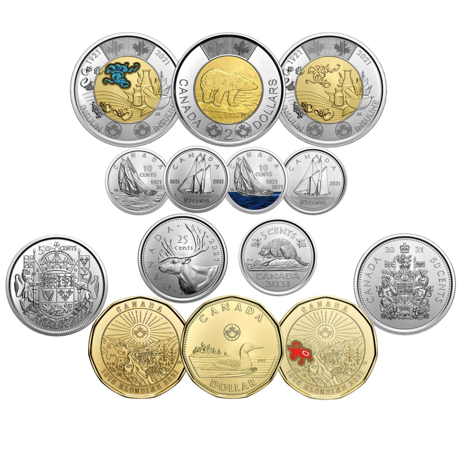   Canada Full Collection Set, All 14 coins issued in 2021 including special0