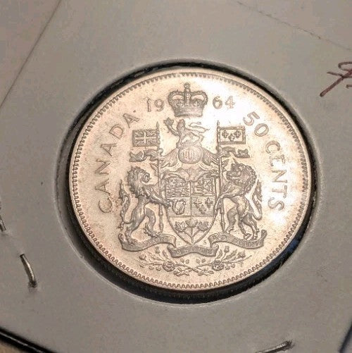 1964 Canadian 50 Cents .800 Silver Half Dollar Queen Elizabeth II UNC0