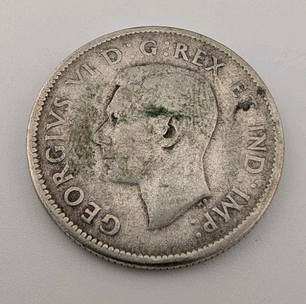 Canada 1947 25 Cents 25c Canadian Caribou Quarter Coin - 80% Silver - ASW .150oz1