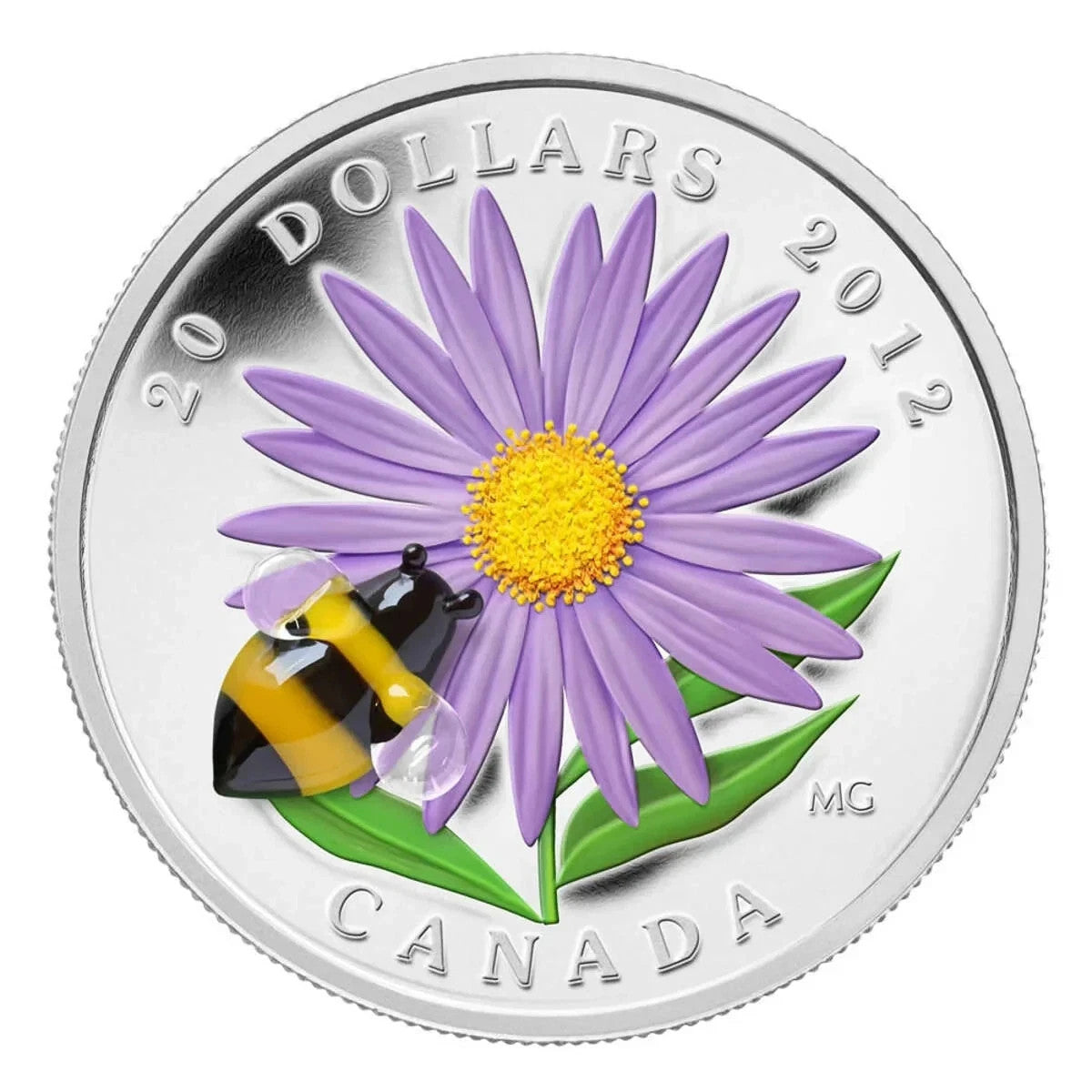 2012 Aster With Glass Bumble Bee $20 1 Oz Fine Silver Proof coin0