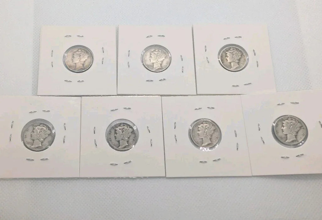 Mercury dime lot of 7, 1940 To 1945. 90% silver coins - NumisFind