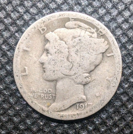 1917 10C Mercury Dime 90% Silver Circ0