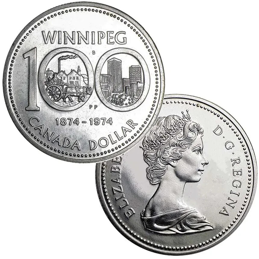 1974 Canada Silver Dollar Coin (Winnipeg 100th) In original Box - 11.65g ASW0