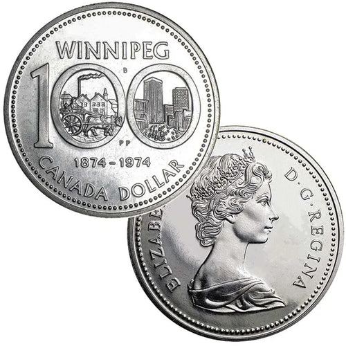 1974 Canada Silver Dollar Coin (Winnipeg 100th) In original Box - 11.65g ASW0