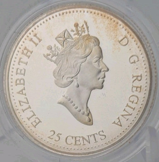 Coin Only 1999 25c March The Log Drive Millennium Proof Sterling Silver Coin1