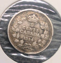 1914 Canada  Silver 5 Cents Silver Coin0