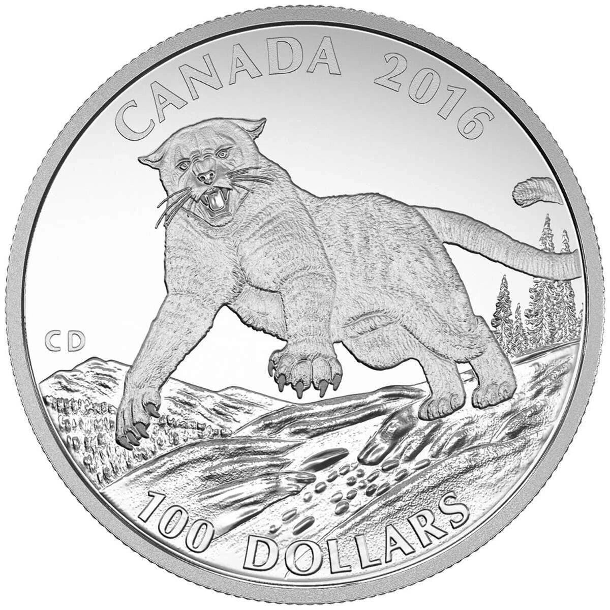 2016 $100 for $100 Cougar - Pure Silver Coin0