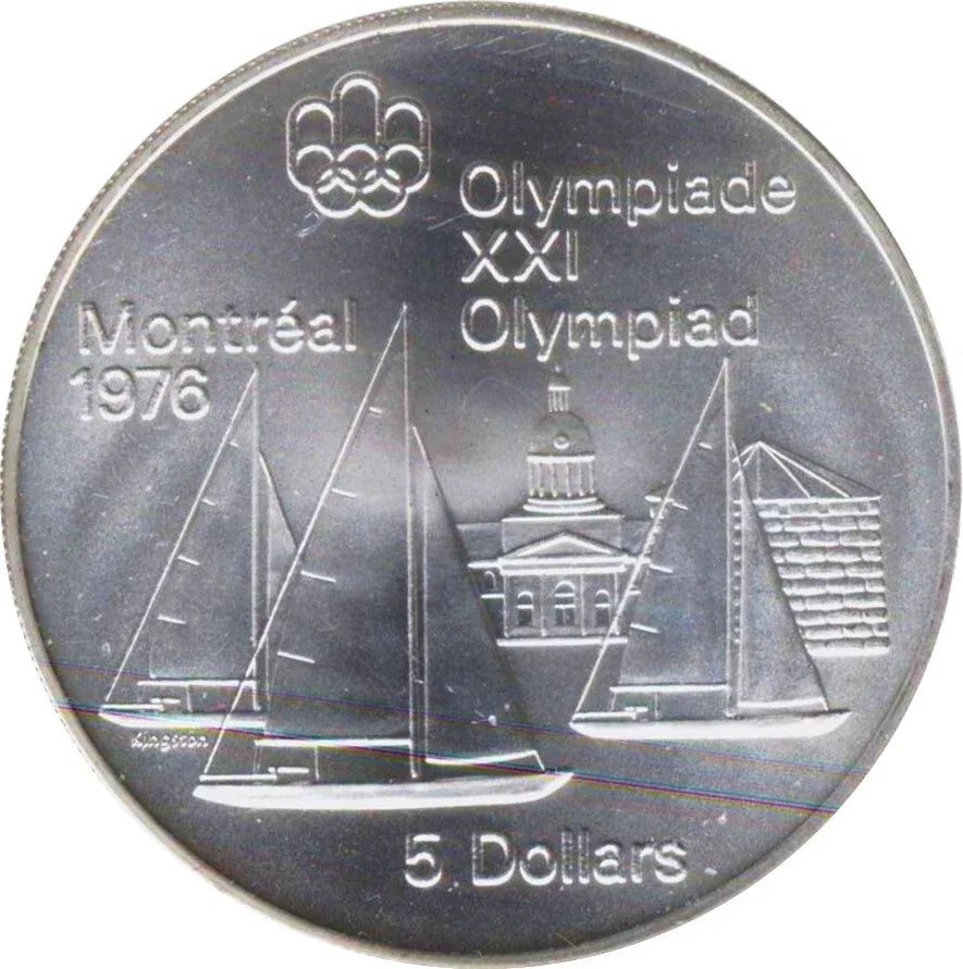 1973 Montreal Olympics .925 SILVER $5 Coin - Kingston and Sailboats - NumisFind
