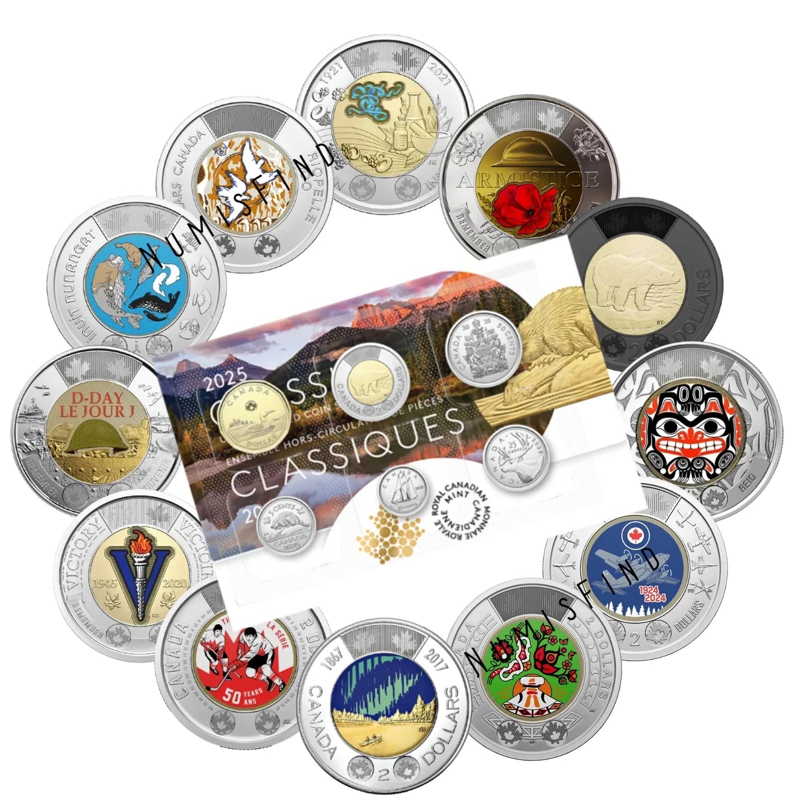 Canada Full Colored Toonie $2 Dollars 12-Coin Set 2017 - 2024 + 2025 PL set - NumisFind