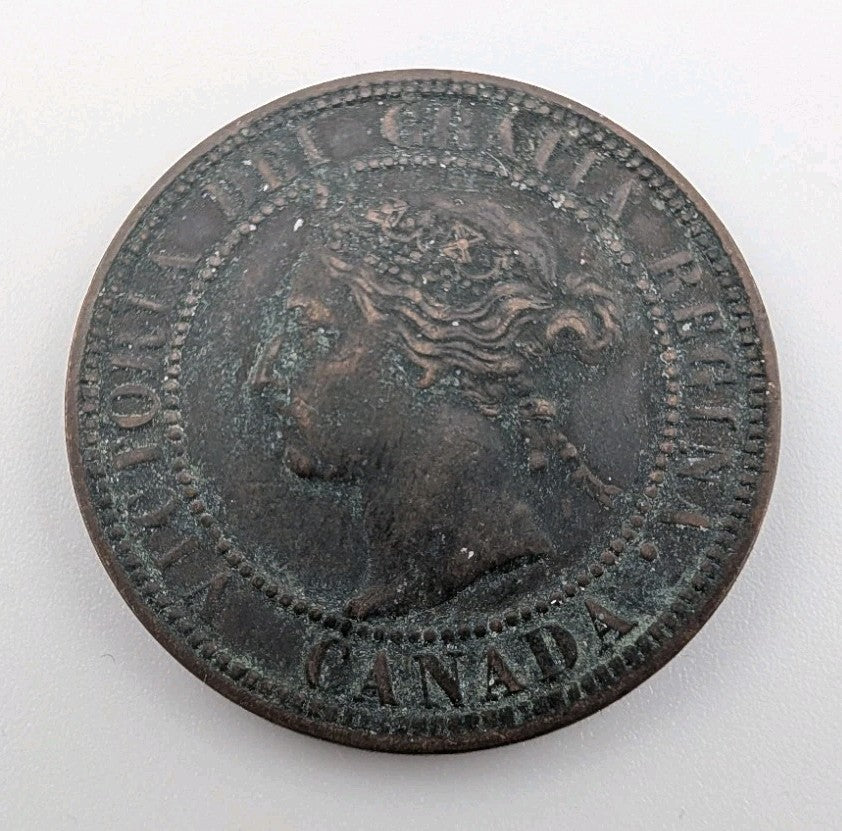 Canada 1901 1c One Large Cent Copper Coin Queen Victoria VF Very Fine1