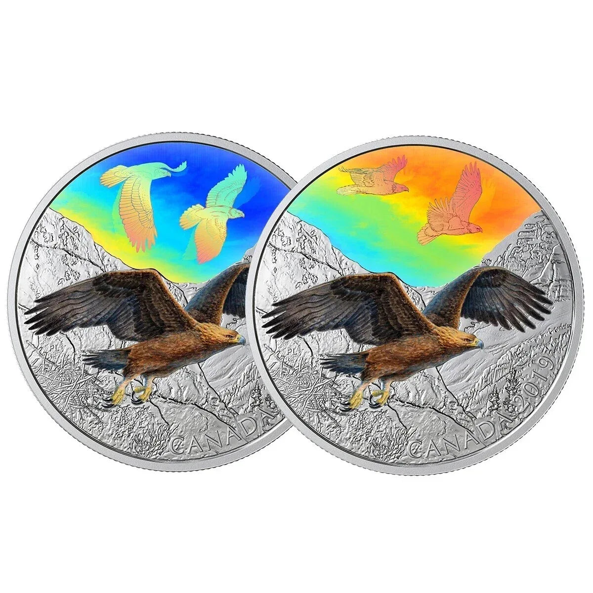Canada 2019 2 oz 9999 Silver coin - Majestic Birds in motion - Golden Eagle - NumisFind