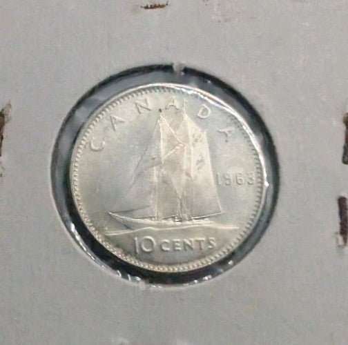 Canada 1963 10 CENT 10c SILVER DIME UNC COIN 0.8 Silver coin0
