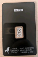 Serialized 1 Gram Silver Bar in Assay Silver Shepherd Bullion Dog Lovers - NumisFind