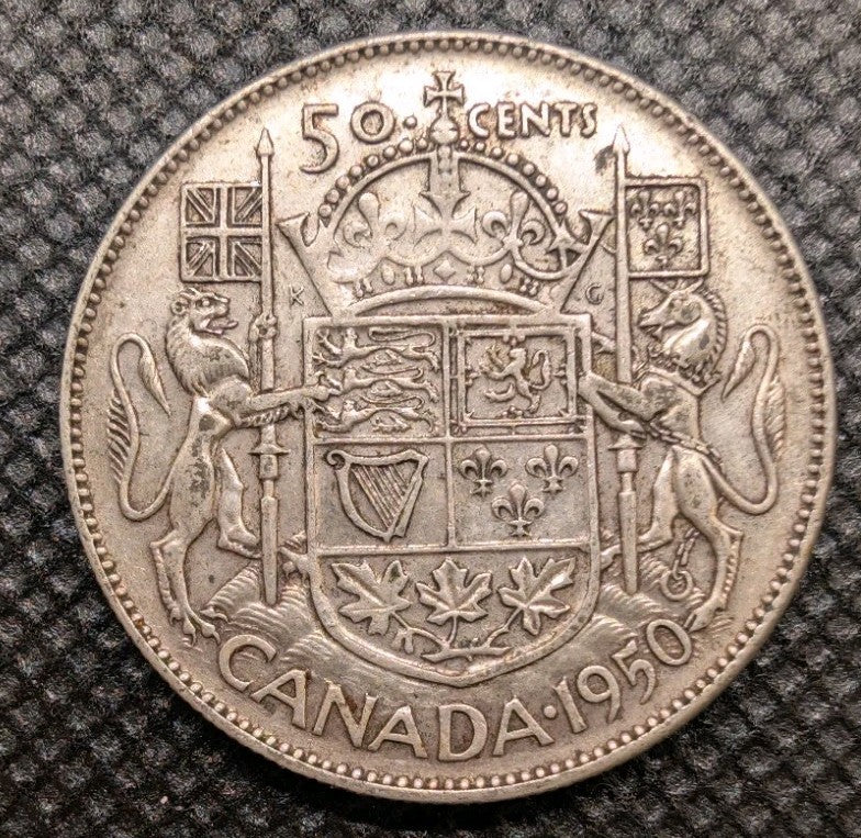 1950 Canada SILVER Half Dollar HALF DESIGN Fifty Cents BETTER Coin 50 Cents 50c0
