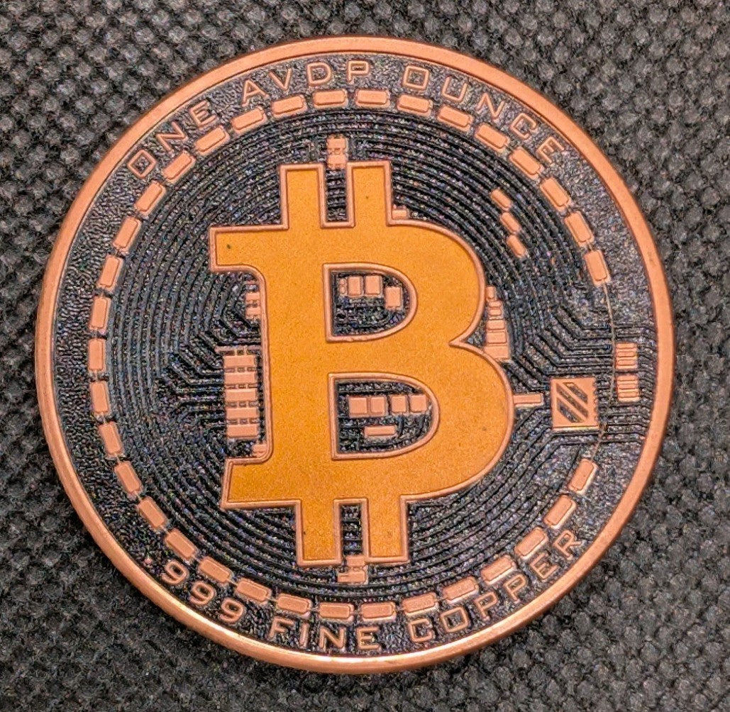 Bitcoin Black Colored 1 Ounce Copper Coin round rare0