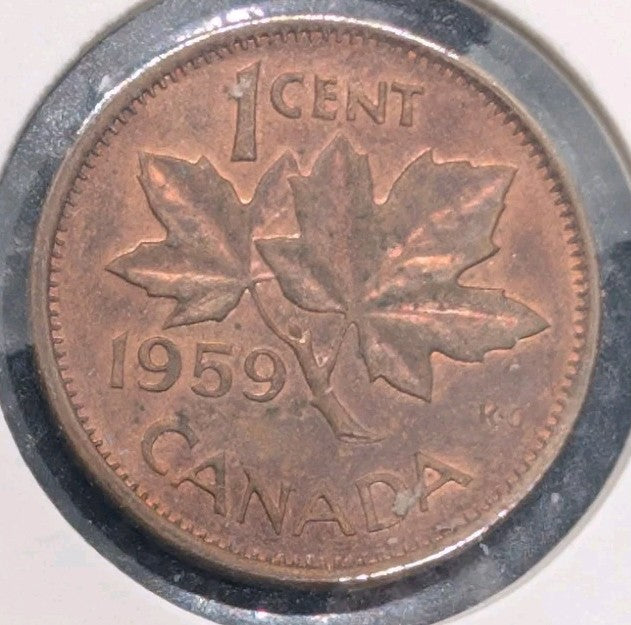 1959 Canada Small Cent Canadian 1 penny coin0