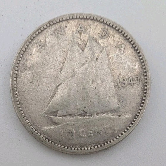 1947 Canada 10c Silver coin Dime - 2g of pure silver0