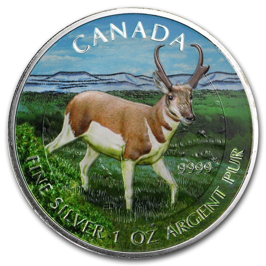 2013 Canada RCM Full Color Pronghorn Antelope Wildlife 1 oz Silver 0.9999 coin0