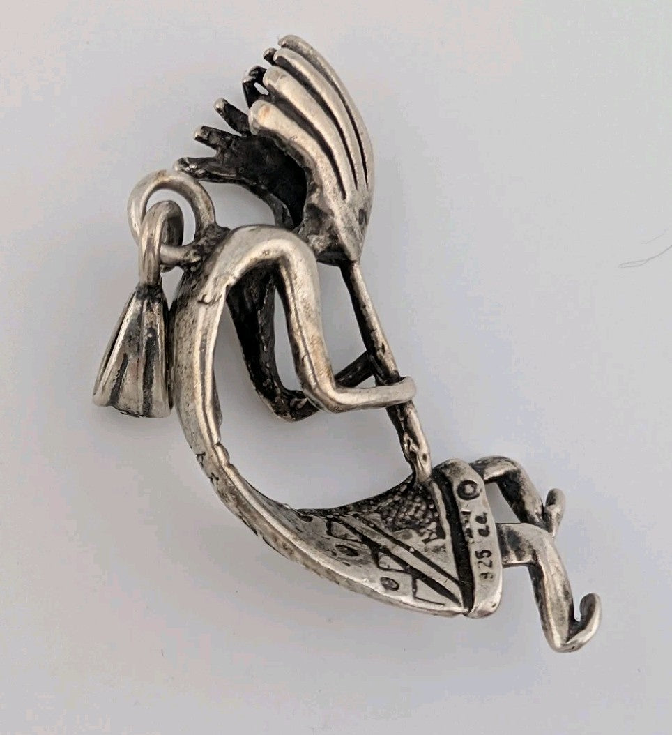 Vintage 925 Sterling silver 15g Kokopelli pendant Southwestern Folk Art jewelry1