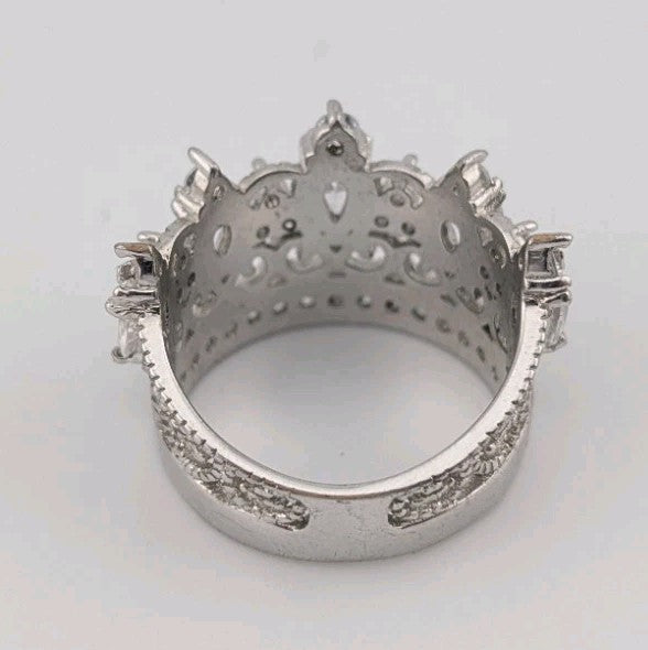 Sterling Silver Crown Shaped Cubic Zircon CZ  Ring Size 71