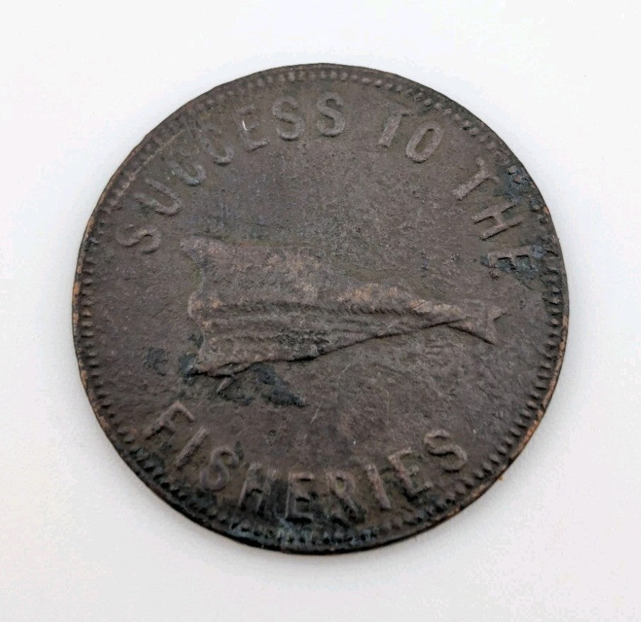 1859 Prince Edward Island Canada 1/2 Half Penny Speed the Plough Token Fisheries1