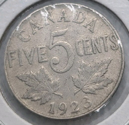 Canada Nickel 5 Cents 1923 - Circulated - Shipping Low Cost0