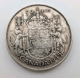 1945 Canada 50 Cents Silver Coin - 0.3oz of pure Silver0