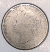 1872-H Canada 50 Cents Silver Half Dollar G4 - Queen Victoria - KM#6 - 92.5% Sil1