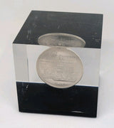 1973 Montreal Olympic Silver Coin In epoxy cube - The city - Desk weight0