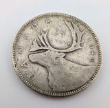 Canada 1946 25 Cents 25c Canadian Caribou Quarter Coin - 80% Silver - ASW .150oz0