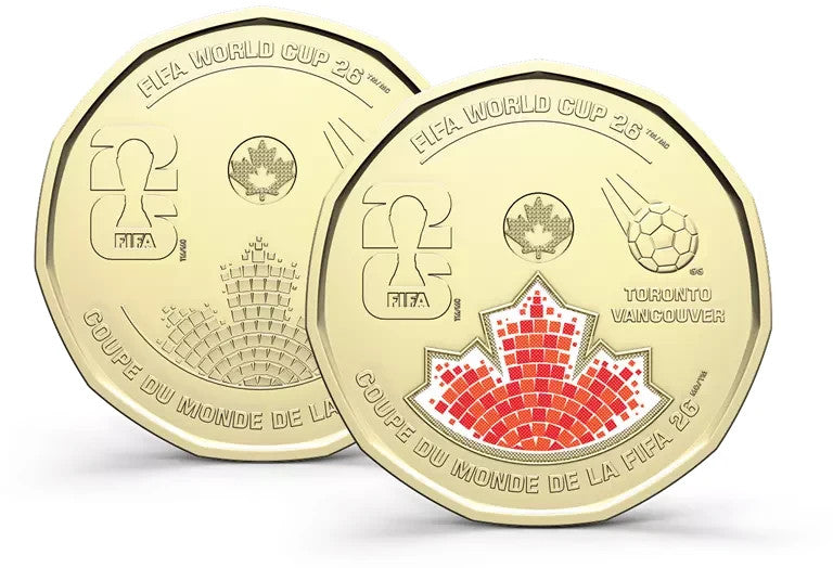 2026 Canada FIFA World Cup Coloured Loonie Dollar UNC $1 Plain & Colored Coin0