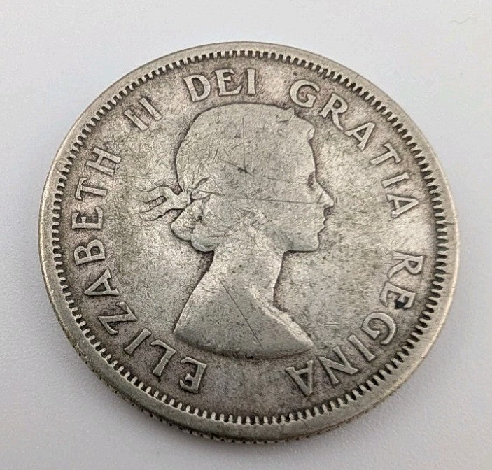 Canada 1957 25 Cents 25c Canadian Caribou Quarter Coin - 80% Silver - ASW .150oz1