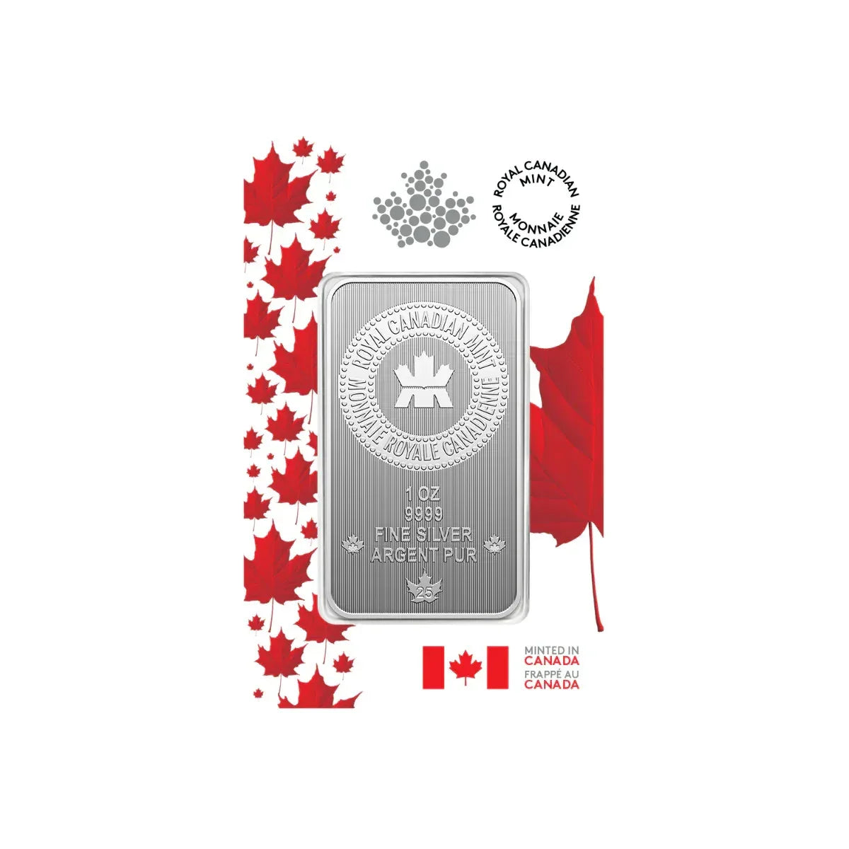 2025 RELEASE RCM 1 OZ PURE SILVER BAR IN PROUDLY CANADIAN TEP ASSAY PACKAGING - NumisFind