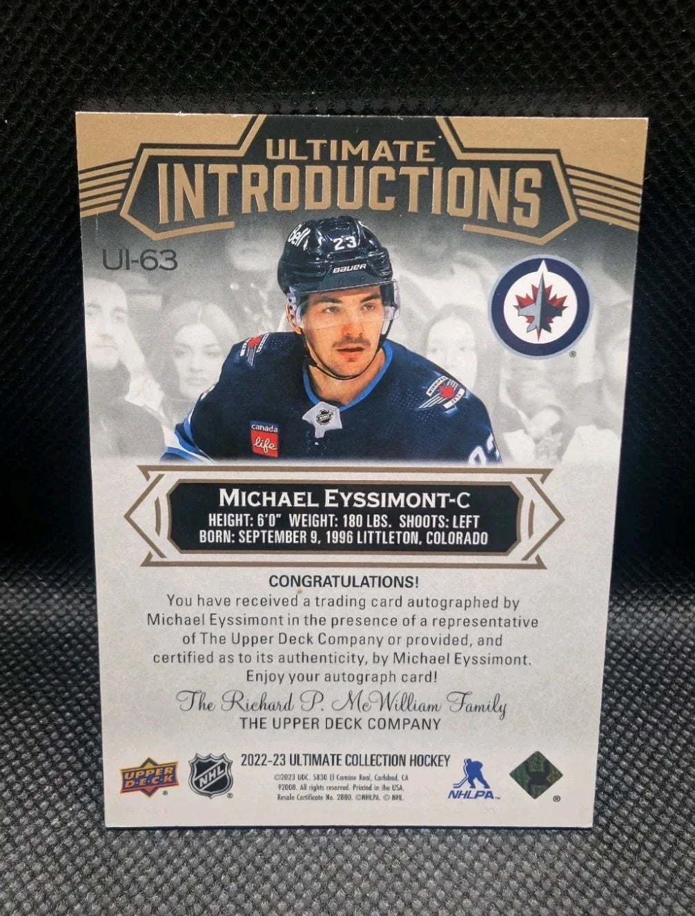 2022-23 Upper Deck Ultimate Introductions Michael Eyssimont #23 23/50!! Auto - NumisFind