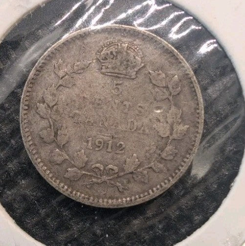 1912 Canada  Silver 5 Cents Silver Coin0