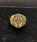 Designer Handmade Textured Saints Gold Plated Ring For Anniversary Gift - NumisFind