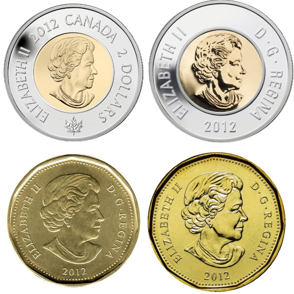First Year New Security - Complete Set UNC Canada 2012 $1 $2 - Lucky Loon - HMS1