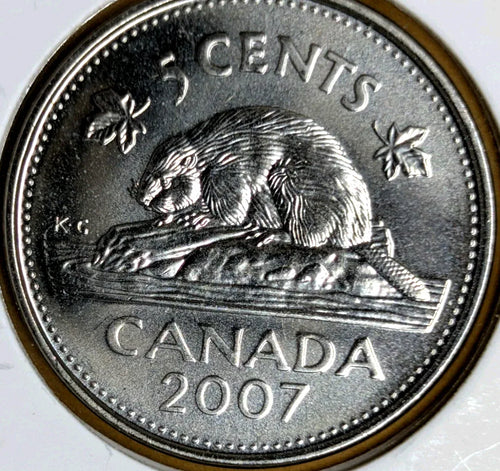 CANADA 2007 FIVE 5 CENTS - NICKEL - BU - LOGO - UNCIRCULATED - NumisFind