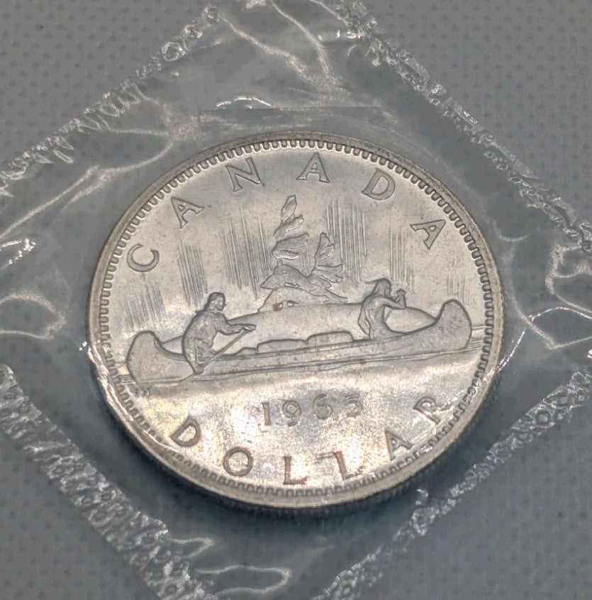 1965 Canadian 1 Dollar .800 Silver Dollar Queen Elizabeth II - BU Sealed0