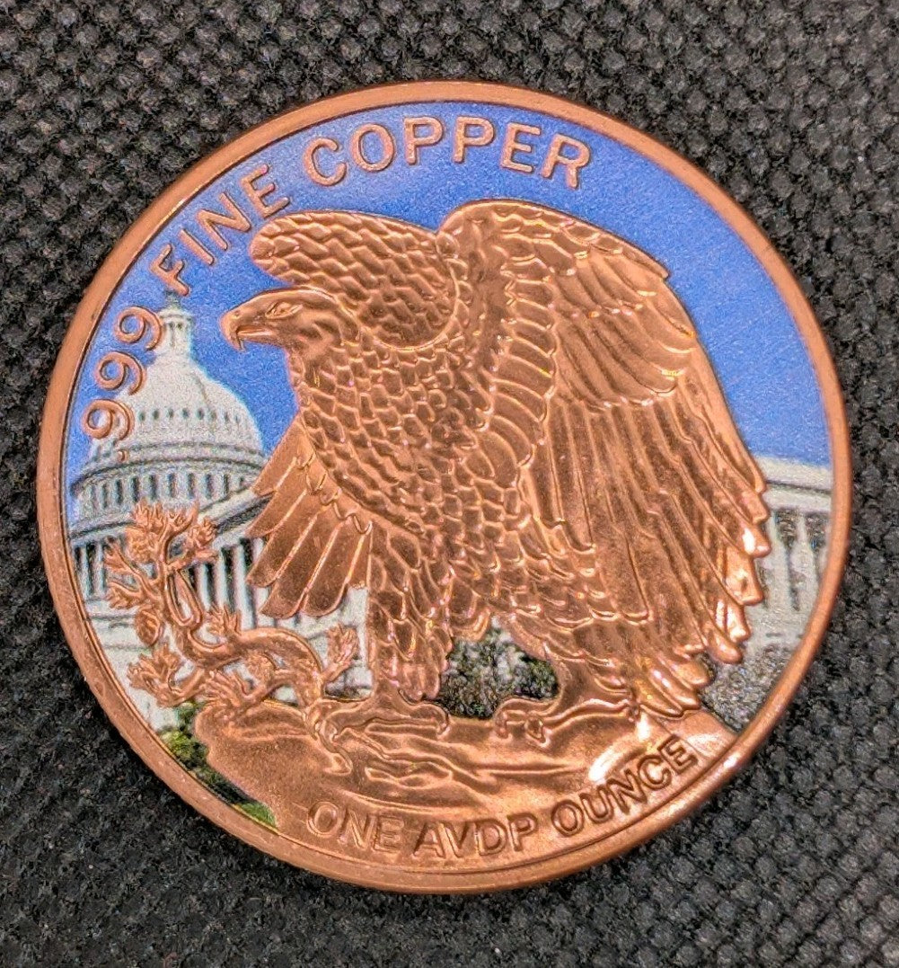 Walking Liberty 1oz. Pure Copper Colourized Bullion Round1