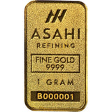 1g .999 fine Gold asahi Bullion Bar. Solid pure 24k gold for investment/gift - NumisFind