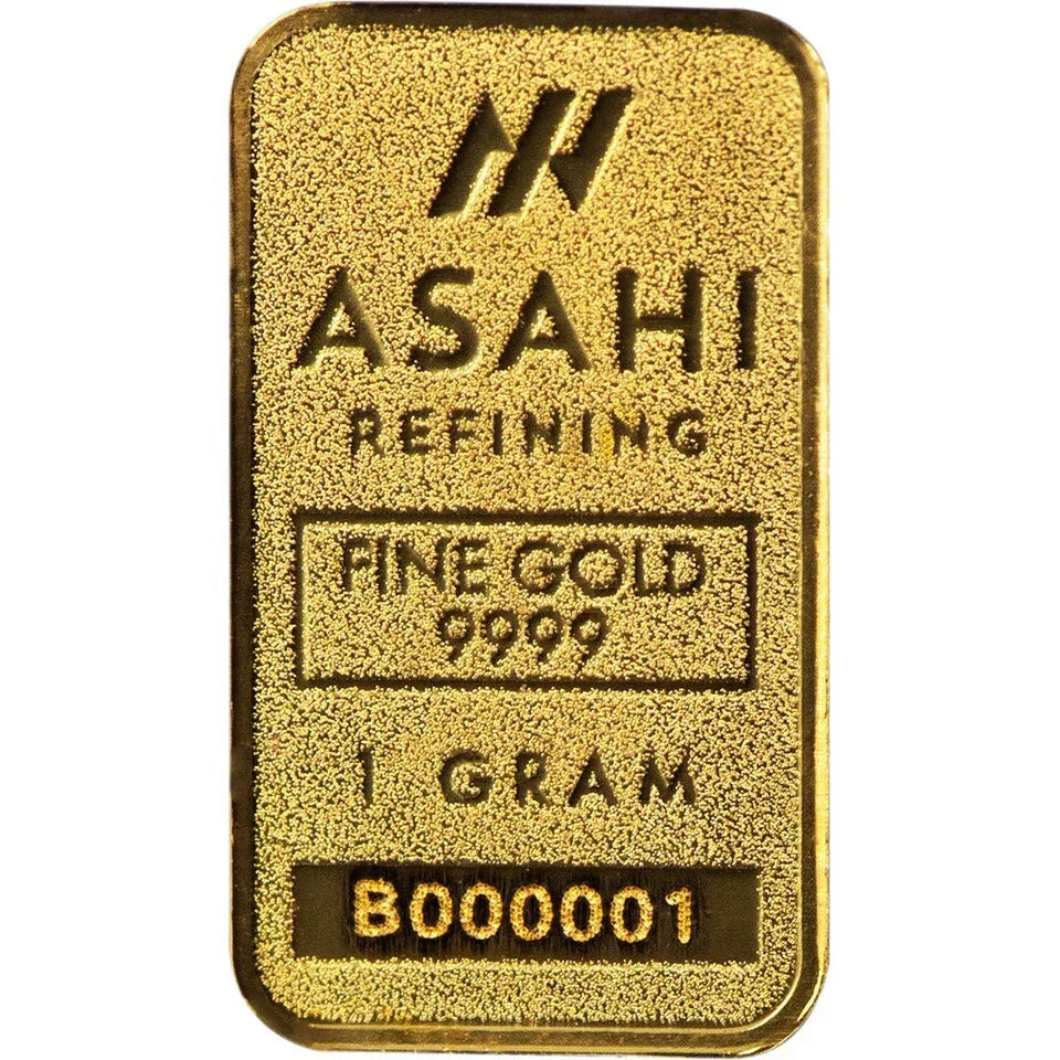 1g .999 fine Gold asahi Bullion Bar. Solid pure 24k gold for investment/gift - NumisFind