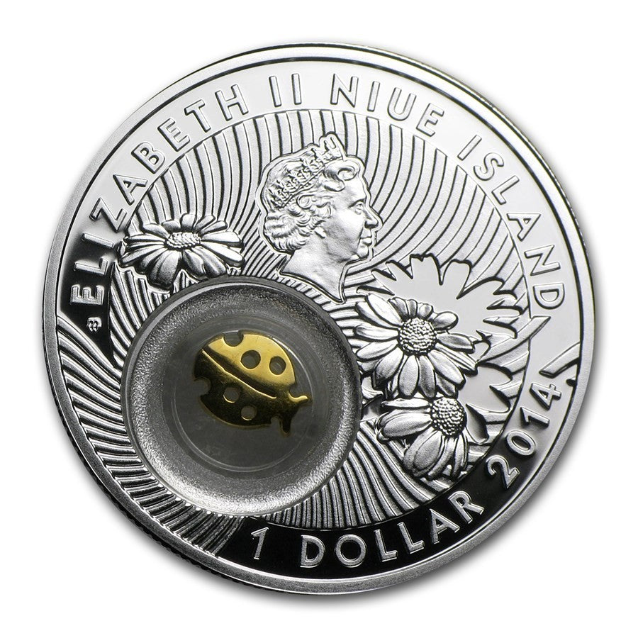 2014 Niue $1 Fine Silver  Coin - Symbols Luck: Ladybird1