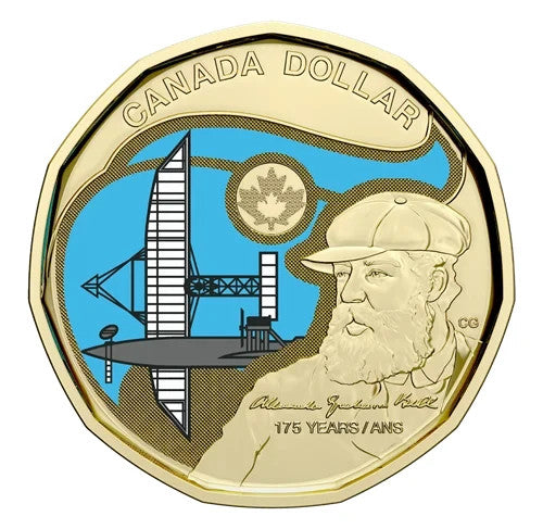 2022 Canada $1 Birth Alexander Graham Bell 175th Anniv Coloured Loonie Roll1